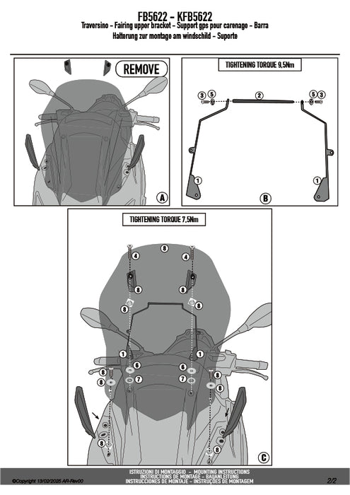 GIVI FB5622 スクリーンマウントバー ブラケット スマホホルダー・ナビ取付対応｜PIAGGIO MP3 310 対応