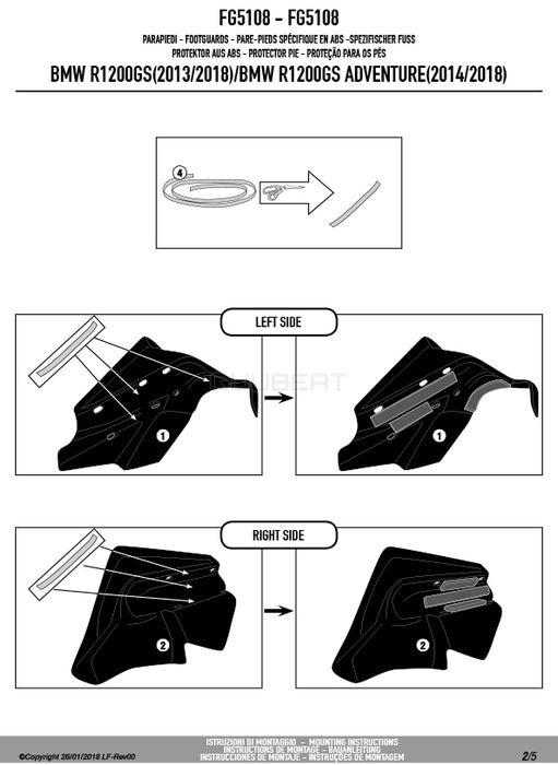 GIVI FG5108 フットガード／BMW R 1250 GS / BMW R 1250 GS ADVENTURE / BMW R 1200 GS / BMW R 1200 GS ADVENTURE専用