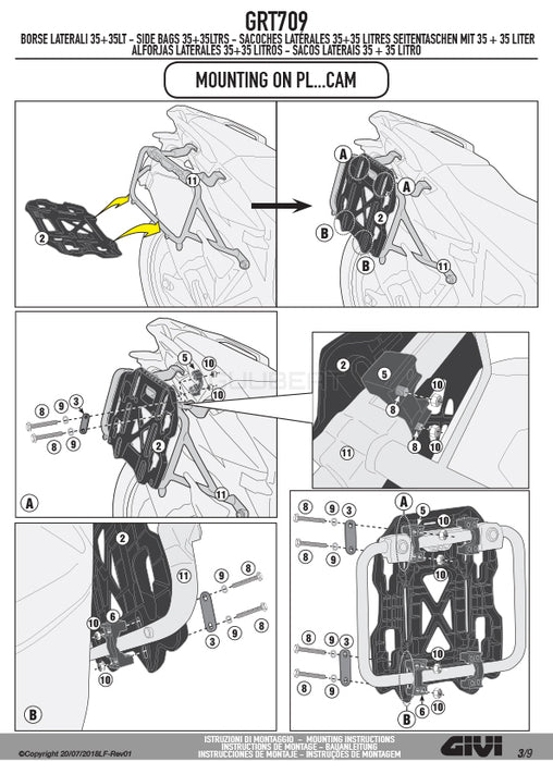 GIVI GRT709 防水サイドバッグ 取付ベース付き 70L（片側35L）容量  ブラック