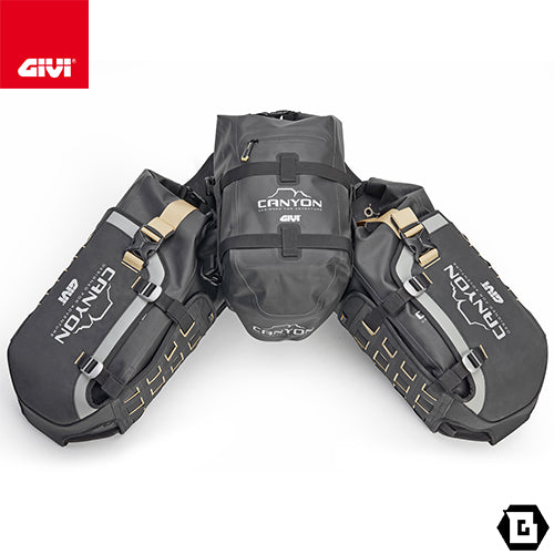 GIVI GRT721B CANYON モジュラー積載システム 防水サイドバッグ 2点 防水リアバッグ 1点 付属 ブラック