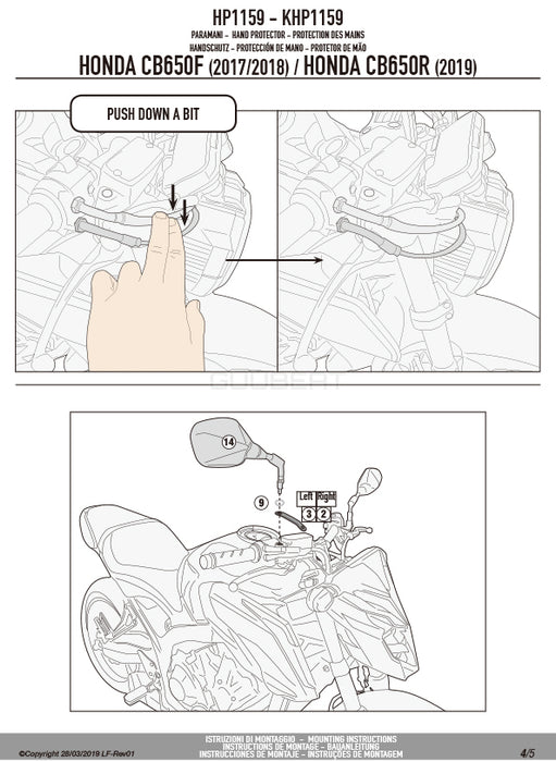 GIVI HP1159 ハンドガード／HONDA CB 650 R / HONDA CB650F専用