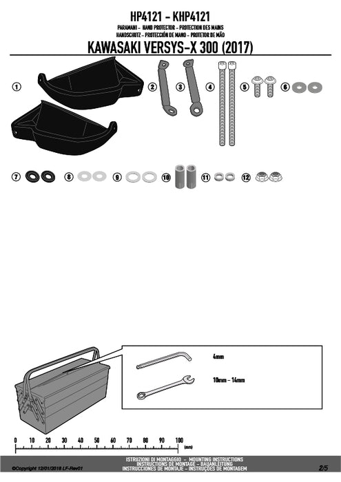 GIVI HP4121B ハンドガード（ブラック）ナックルガード 防風ハンドプロテクター｜KAWASAKI ヴェルシスX 300 / ヴェルシスX 250 対応