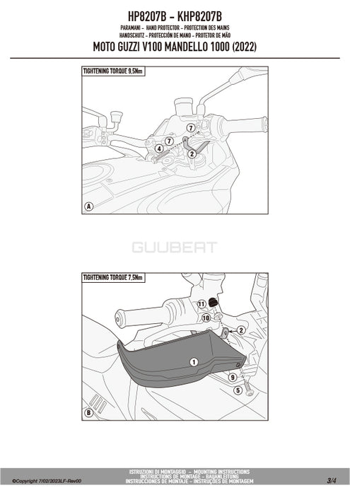 GIVI HP8207B ハンドガード／MOTO GUZZI V 100 マンデッロ専用