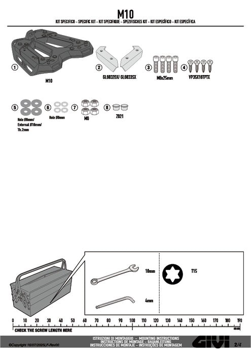 GIVI M10 ベースプレート 樹脂 アルミ製 防振システム機能付き モノキー ( MONOKEY ) トップケース用 ブラック / アルミニウ