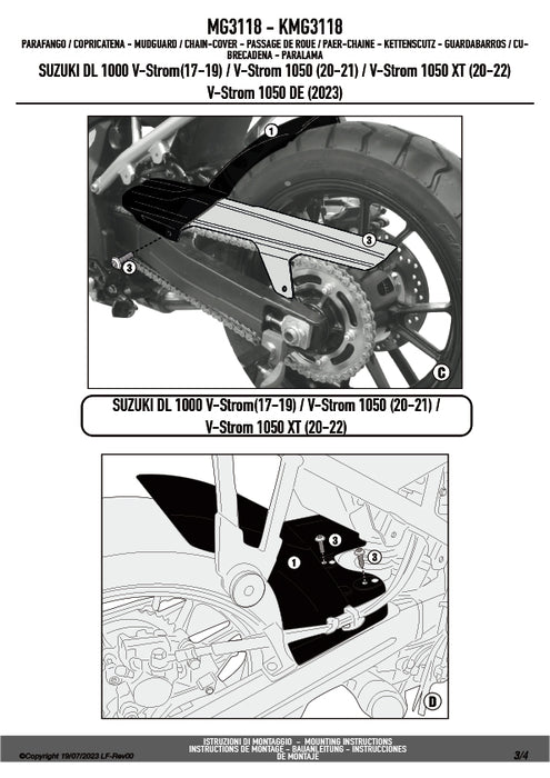 GIVI MG3118 リアフェンダー マッドガード／SUZUKI Vストローム 1050 DE / SUZUKI Vストローム 1000専用