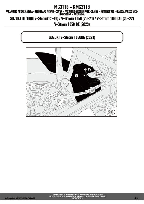 GIVI MG3118 リアフェンダー マッドガード／SUZUKI Vストローム 1050 DE / SUZUKI Vストローム 1000専用