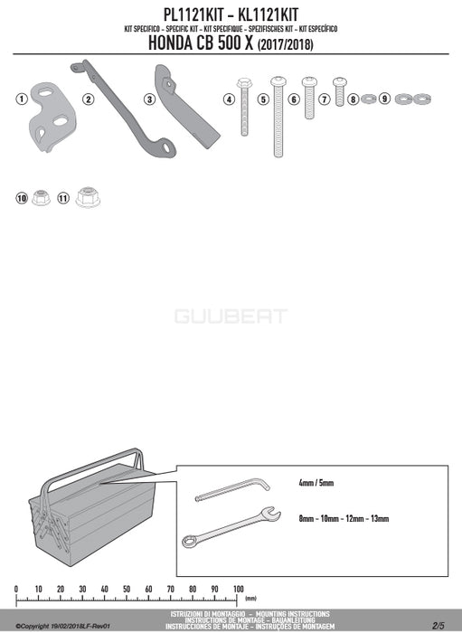 GIVI PL1121KIT 取付キット サイドケースホルダー用／HONDA CB500X / HONDA 400X専用