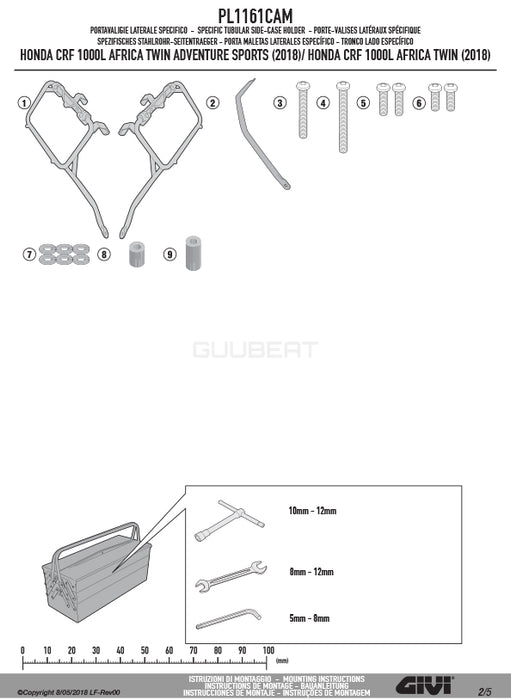GIVI PL1161CAM サイドケースホルダー TREKKER OUTBACK MONOKEY CAM-SIDE用／HONDA CRF1000L アフリカツイン専用