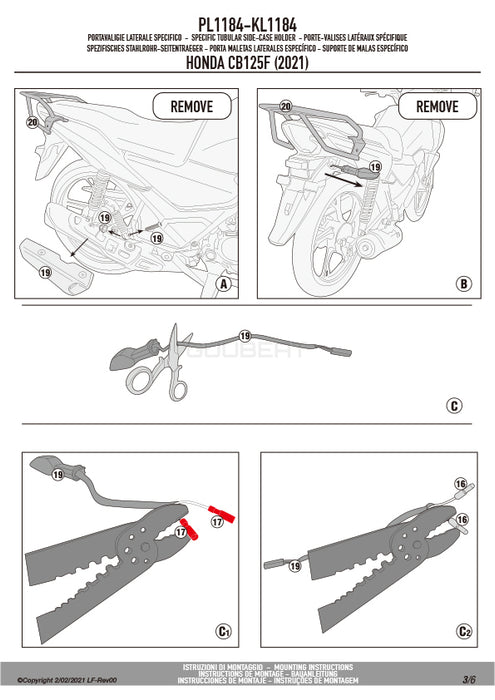 GIVI PL1184 サイドケースホルダー MONOKEY ( モノキー ) 用／HONDA CB125F専用