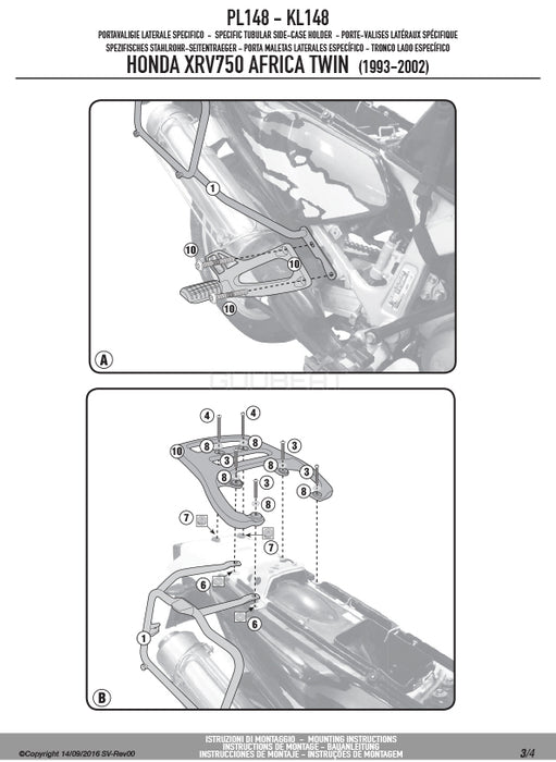 GIVI PL148 サイドケースホルダー MONOKEY ( モノキー ) 用／HONDA アフリカツイン / HONDA アフリカツイン専用