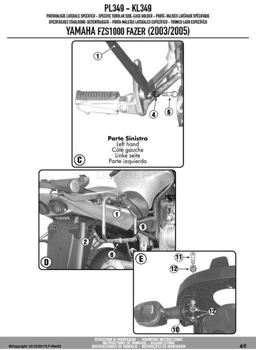 GIVI PL349 サイドケースホルダー MONOKEY ( モノキー ) 用 ／ YAMAHA FZS 1000 フェザー専用