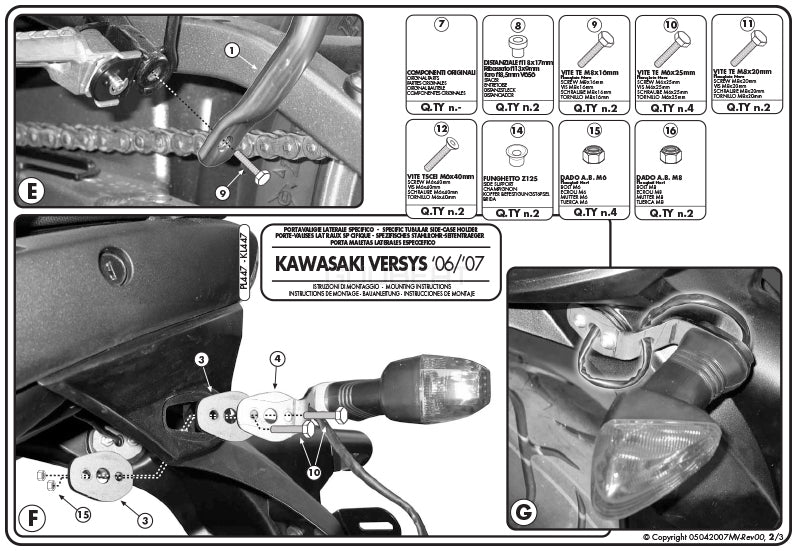 GIVI PL447 サイドケースホルダー MONOKEY ( モノキー ) 用／KAWASAKI ヴェルシス 650専用