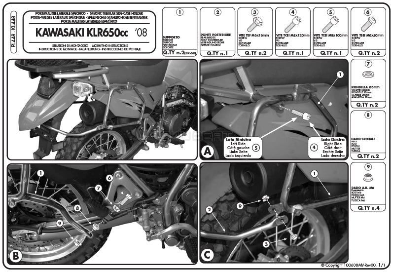 GIVI PL448 サイドケースホルダー MONOKEY ( モノキー ) 用 ／ KAWASAKI KLR 650 エンデューロ専用