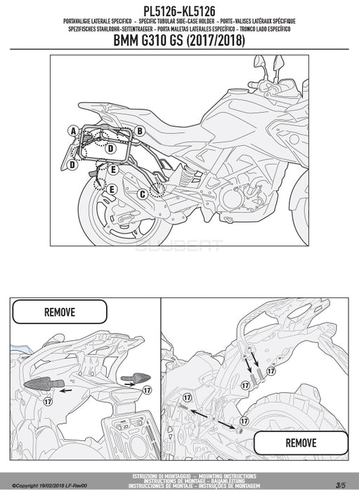 GIVI PL5126 サイドケースホルダー MONOKEY ( モノキー ) 用／BMW G 310 GS専用