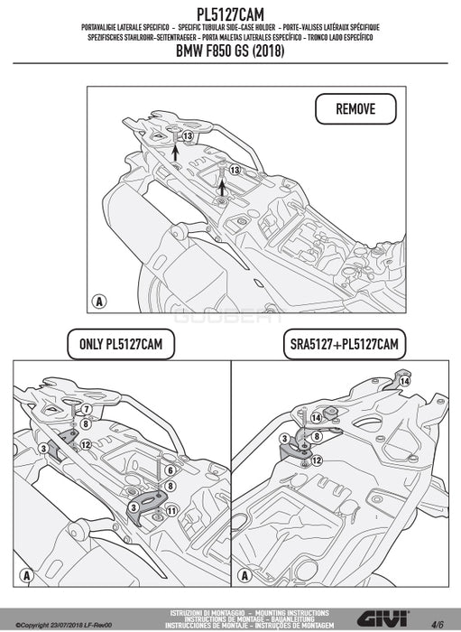 GIVI PL5127CAM サイドケースホルダー TREKKER OUTBACK MONOKEY CAM-SIDE用／BMW F 900 GS ADVENTURE / BMW F 850 GS ADVENTURE / BMW F 850 GS / BMW F 850 GS他専用