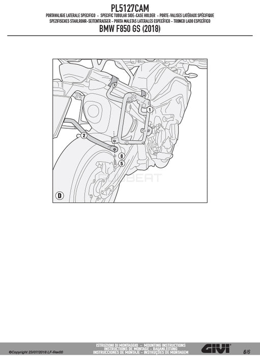 GIVI PL5127CAM サイドケースホルダー TREKKER OUTBACK MONOKEY CAM-SIDE用／BMW F 900 GS ADVENTURE / BMW F 850 GS ADVENTURE / BMW F 850 GS / BMW F 850 GS他専用