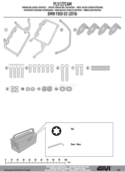 GIVI PL5127CAM サイドケースホルダー TREKKER OUTBACK MONOKEY CAM-SIDE用／BMW F 900 GS ADVENTURE専用
