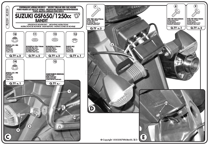 GIVI PL539 サイドケースホルダー MONOKEY ( モノキー ) 用／SUZUKI バンディット 1250 / SUZUKI バンディット 1250 S / SUZUKI バンディット 1250 F / SUZUKI GSX 650 F他専用