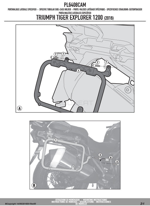 GIVI PL6408CAM サイドケースホルダー TREKKER OUTBACK MONOKEY CAM-SIDE用／TRIUMPH タイガー 1200専用