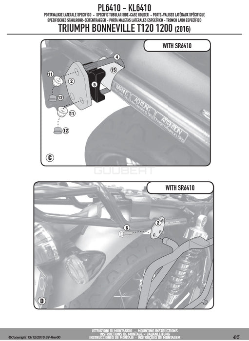 GIVI PL6410 サイドケースホルダー MONOKEY ( モノキー ) 用／TRIUMPH ボンネビル T120 / TRIUMPH ボンネビル T100専用