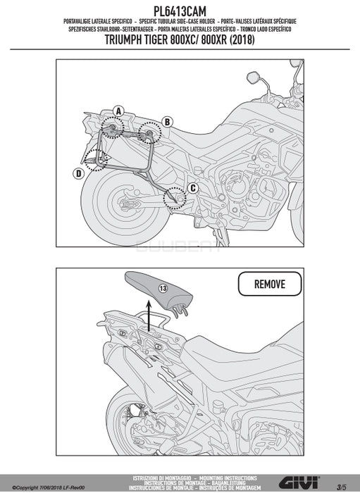 GIVI PL6413CAM サイドケースホルダー TREKKER OUTBACK MONOKEY CAM-SIDE用／TRIUMPH タイガー 800 XC / TRIUMPH タイガー 800 XR専用