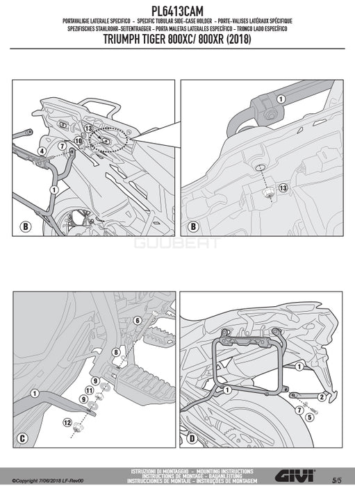 GIVI PL6413CAM サイドケースホルダー TREKKER OUTBACK MONOKEY CAM-SIDE用／TRIUMPH タイガー 800 XC / TRIUMPH タイガー 800 XR専用