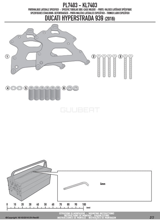 GIVI PL7403 サイドケースホルダー MONOKEY ( モノキー ) 用／DUCATI ハイパーストラーダ 939専用