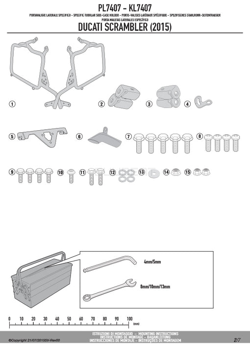 GIVI PL7407 サイドケースホルダー MONOKEY ( モノキー ) 用／DUCATI スクランブラー 800 アイコン / DUCATI スクランブラー 400専用