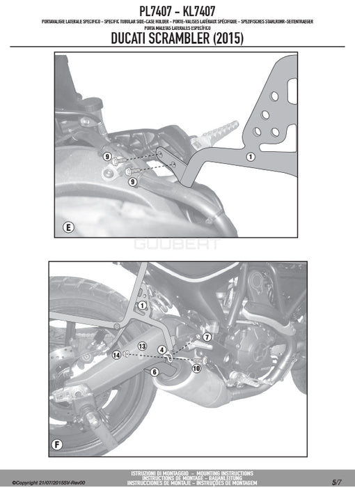 GIVI PL7407 サイドケースホルダー MONOKEY ( モノキー ) 用／DUCATI スクランブラー 800 アイコン / DUCATI スクランブラー 400専用