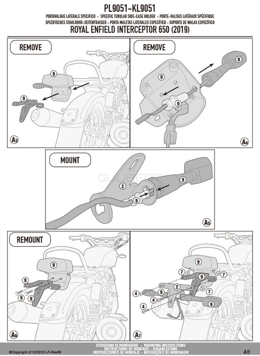 GIVI PL9051 サイドケースホルダー MONOKEY ( モノキー ) 用／ROYAL ENFIELD インターセプター 650専用