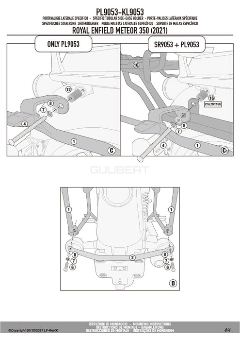 GIVI PL9053 サイドケースホルダー MONOKEY ( モノキー ) 用／ROYAL ENFIELD メテオ 350専用