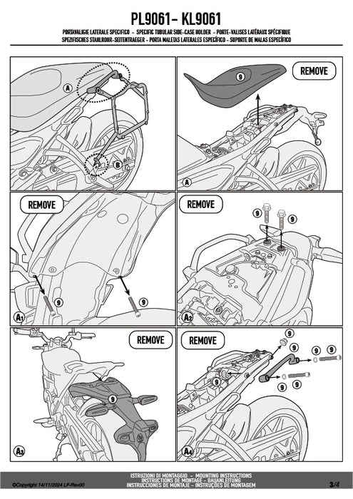 GIVI PL9061 サイドケースホルダー MONOKEY用（E22/DLM30/WL900対応）｜ROYAL ENFIELD ゲリラ 450 対応