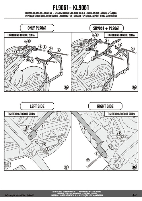 GIVI PL9061 サイドケースホルダー MONOKEY用（E22/DLM30/WL900対応）｜ROYAL ENFIELD ゲリラ 450 対応