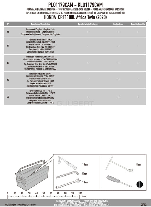 GIVI PLO1179CAM サイドケースホルダー TREKKER OUTBACK MONOKEY CAM-SIDE用 PL ONE-FIT ／ HONDA CRF1100L アフリカツイン専用