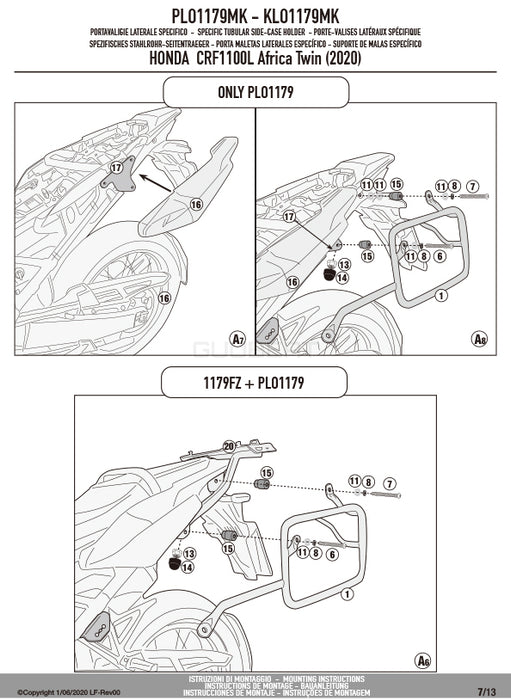 GIVI PLO1179MK サイドケースホルダー MONOKEY ( モノキー ) 用 PL ONE-FIT／HONDA CRF1100L アフリカツイン専用