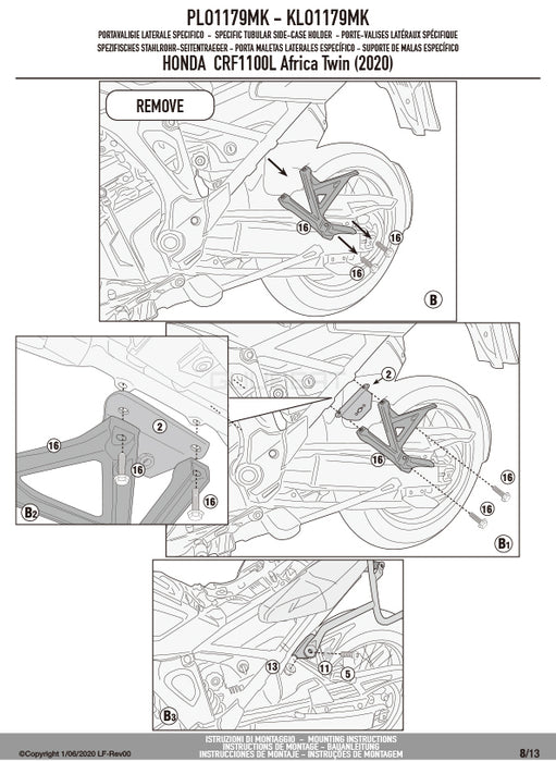 GIVI PLO1179MK サイドケースホルダー MONOKEY ( モノキー ) 用 PL ONE-FIT／HONDA CRF1100L アフリカツイン専用