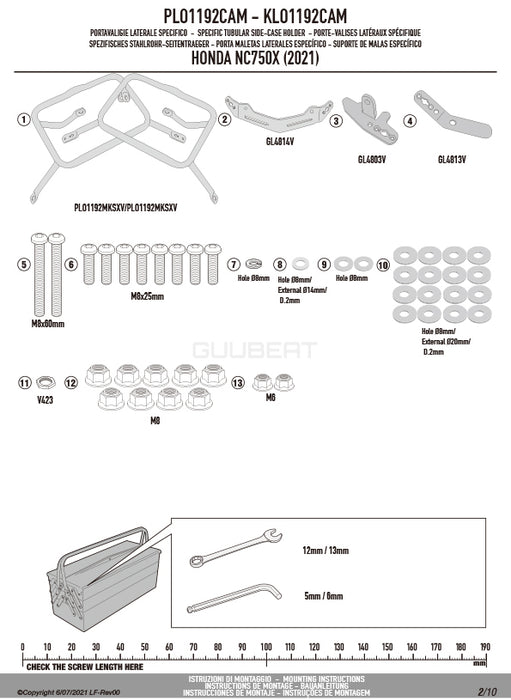 GIVI PLO1192CAM サイドケースホルダー TREKKER OUTBACK MONOKEY CAM-SIDE用 PL ONE-FIT／HONDA NC750X専用