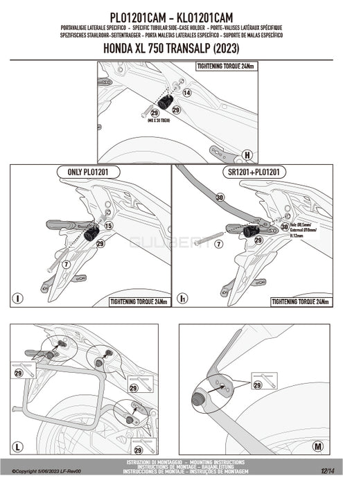 GIVI PLO1201CAM サイドケースホルダー TREKKER OUTBACK MONOKEY CAM-SIDE用 PL ONE-FIT／HONDA XL750 トランザルプ専用