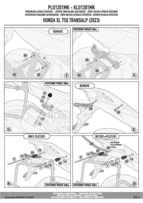 GIVI PLO1201MK サイドケースホルダー MONOKEY ( モノキー ) 用 PL ONE-FIT／HONDA XL750 トランザルプ専用