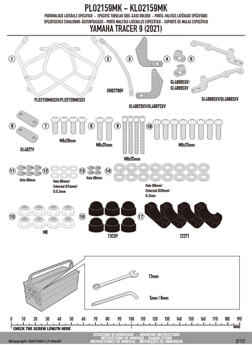 GIVI PLO2159MK サイドケースホルダー MONOKEY ( モノキー ) 用 PL ONE-FIT ／ YAMAHA トレーサー 9 / YAMAHA トレーサー 9 GT他専用