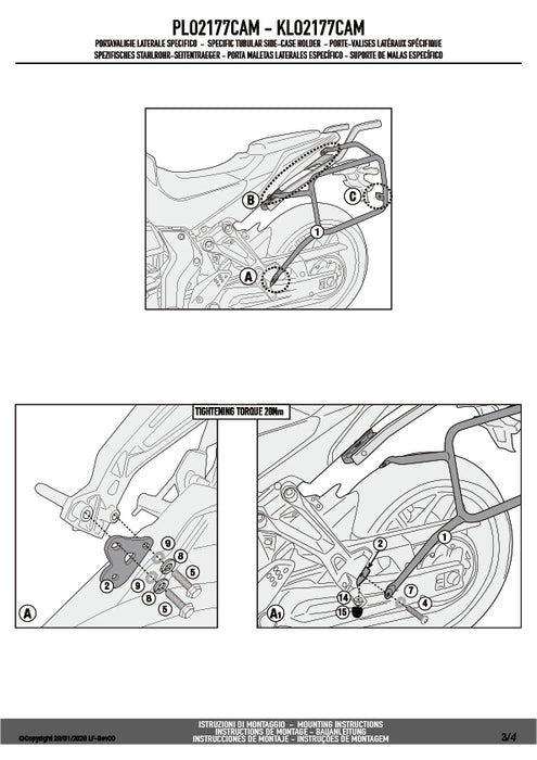 GIVI PLO2177CAM サイドケースホルダー TREKKER OUTBACK用 MONOKEY CAM-SIDE｜YAMAHA トレーサー 700 対応