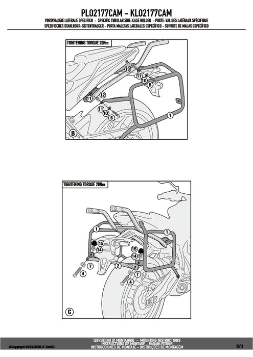 GIVI PLO2177CAM サイドケースホルダー TREKKER OUTBACK用 MONOKEY CAM-SIDE｜YAMAHA トレーサー 700 対応