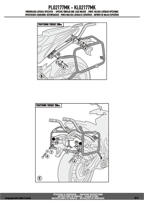 GIVI PLO2177MK サイドケースホルダー MONOKEY（モノキー）用 PL ONE-FIT｜YAMAHA トレーサー 700 対応