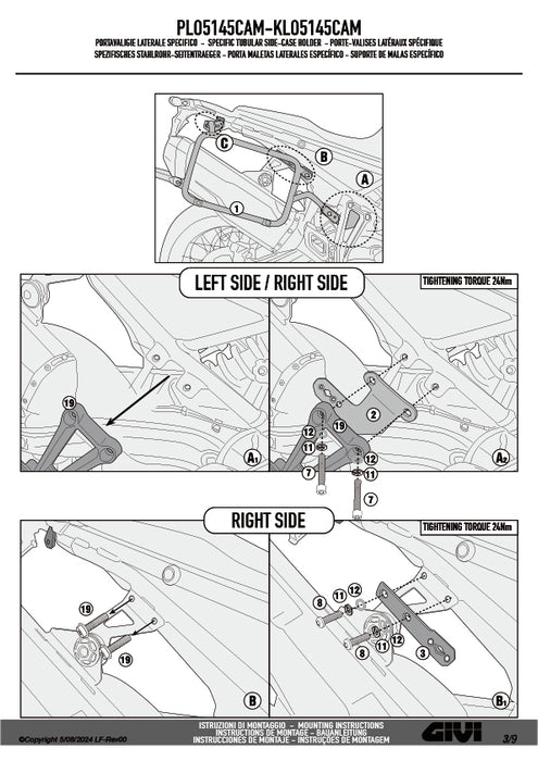 GIVI PLO5145CAM サイドケースホルダー TREKKER OUTBACK MONOKEY CAM-SIDE用 PL ONE-FIT ／ BMW F 900 GS専用