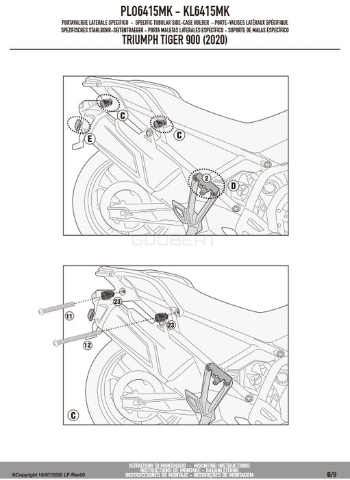 GIVI PLO6415MK サイドケースホルダー MONOKEY ( モノキー ) 用 PL ONE-FIT／TRIUMPH タイガー 900専用