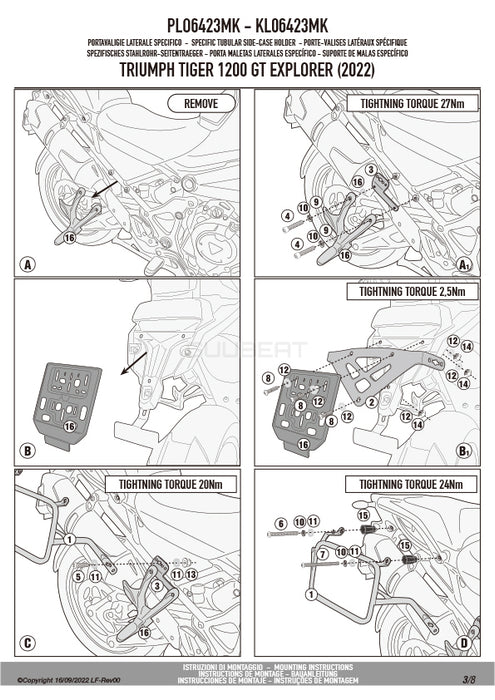 GIVI PLO6423MK サイドケースホルダー MONOKEY ( モノキー ) 用 PL ONE-FIT／TRIUMPH タイガー 1200 RALLY EXPLORER / TRIUMPH タイガー 1200 GT EXPLORER専用