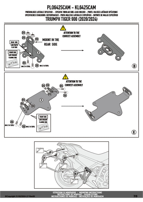 GIVI PLO6425CAM サイドケースホルダー TREKKER OUTBACK MONOKEY CAM-SIDE用 PL ONE-FIT／TRIUMPH タイガー 900 / TRIUMPH タイガー 900専用