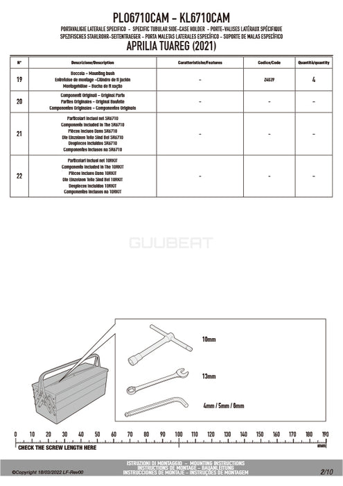 GIVI PLO6710CAM サイドケースホルダー TREKKER OUTBACK MONOKEY CAM-SIDE用 PL ONE-FIT／APRILIA トゥアレグ 660 ラリー専用