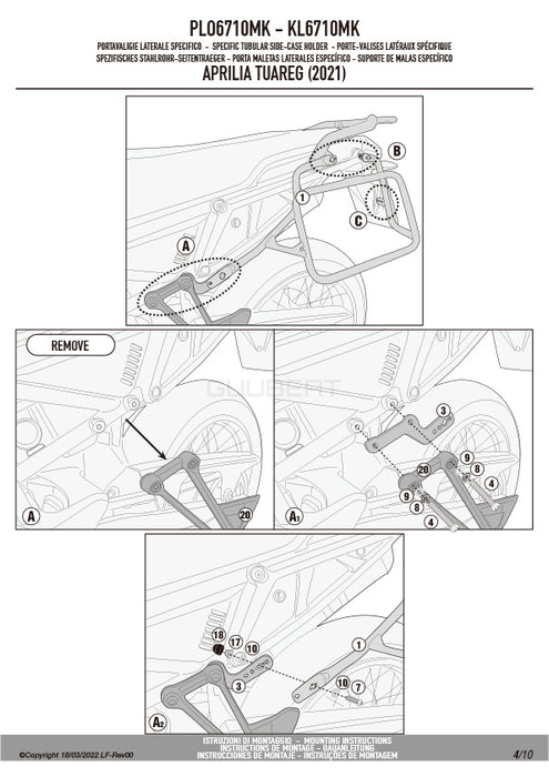 GIVI PLO6710MK サイドケースホルダー MONOKEY ( モノキー ) 用 PL ONE-FIT／APRILIA トゥアレグ 660 ラリー他専用