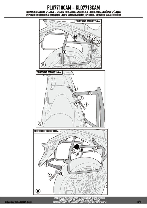 GIVI PLO7718CAM サイドケースホルダー TREKKER OUTBACK用 MONOKEY CAM-SIDE｜KTM 390 アドベンチャー R / 390 アドベンチャー X 対応